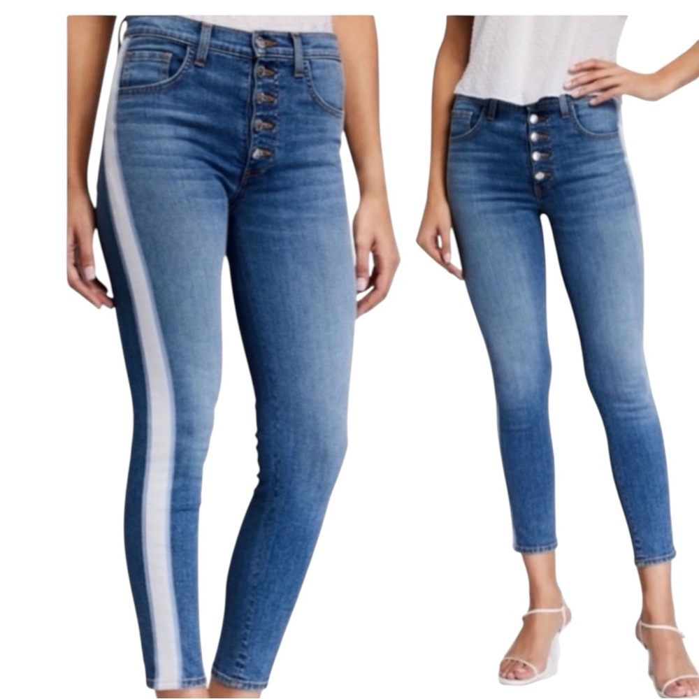 VERONICA BEARD Debbie Skinny High Rise Tuxedo Stripe Jeans in Beacon Size 27